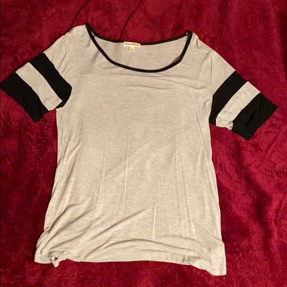 Casual Grey and Black Striped Sleeve Shirt
